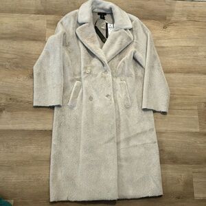 House of Harlow 1960 Faux Fur Coat in Soft Grey sz M NWT